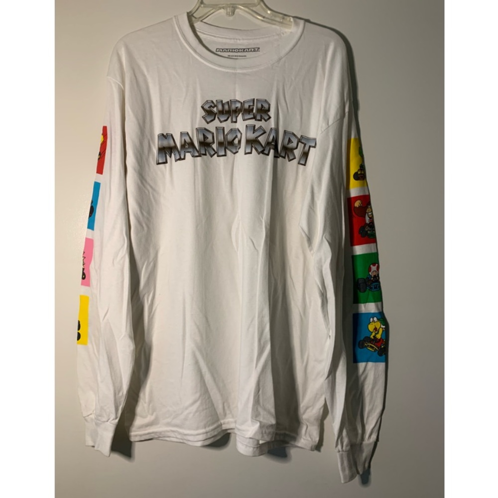 Super Mario Kart Long Sleeve Mens T Shirt Mens M, White